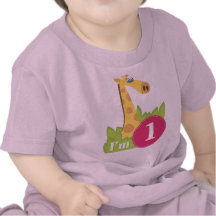 Första födelsedagflickagiraff tee shirts