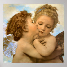 Första kyss vid Bouguereau, vintageVictorianänglar Affisch