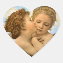 Första kyss vid Bouguereau, vintageVictorianänglar Klistermärken