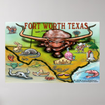 Fort Worth TEXAS karta Print