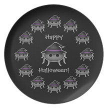Förtjusande Halloween spindel som ha på sig en häx Tallrikar