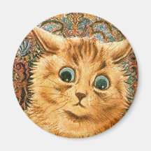 Förtjusande tapetkatt av Louis Wain Magneter För Kylskåp