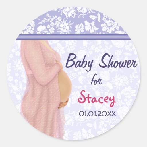 Förväntansfull drömbaby shower rund klistermärke