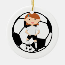 Fotbollflicka 3 och svartvit boll julgranskulor