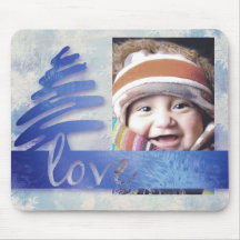Foto Mousepad för blått- och vitSnowflake"kärlek" Musmatta