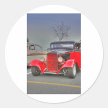 Fotoet för klassikern för hot rodvintage föreställ rund klistermärke