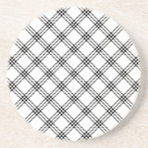 Four Bands Small Diamond - Black on White Coasters