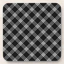 Four Bands Small Diamond - White on Black Coasters
