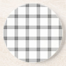 Four Bands Small Square - Black on White Beverage Coasters