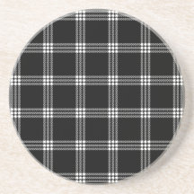 Four Bands Small Square - White on Black Coaster