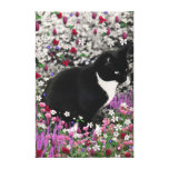 Fräknar i blommor II - smokingkattunge Sträckt Kanvastryck