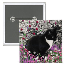 Fräknar i blommor II - smokingkattunge Knapp