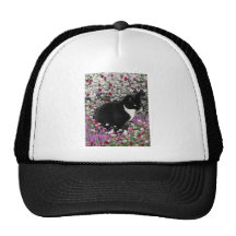 Fräknar i blommor II - svartvit Tuxkatt Keps