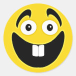 Framtandsmiley face för gult två runda klistermärken