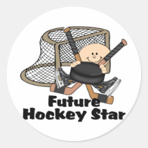 Framtida hockeystjärna rund klistermärke