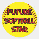 Framtida softballstjärna rund klistermärke