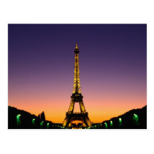 Frankriken Paris, turnerar Eiffel på sunset.en Vykort