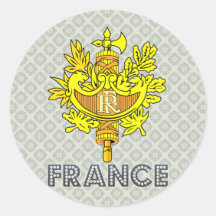 Frankrikevapensköld Rund Klistermärke
