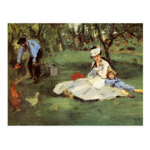 Fransk familj för Manet Impressionist i trädgård Vykort