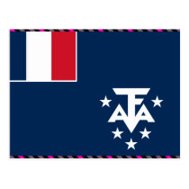 Fransk sydlig och Antarcticlandflagga vykort