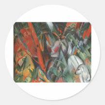 Franz Marc - regna in 1912 olje- kanfasfolk handfl Klistermärken