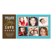 Fred-Glädje-Kärlek familjhelgdag Photocard (aqua) Skräddarsydda Fotokort