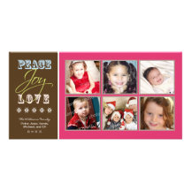 Fred-Glädje-Kärlek familjhelgdag Photocard (fuchsi Skräddarsydda Fotokort