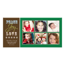 Fred-Glädje-Kärlek familjhelgdag Photocard (grönt) Anpassade Foto Kort