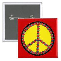Fredhjärta Square knäppas Pins