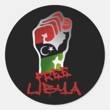 Fritt Libyen motstånd lyftte näven - Libyen frihet Runda Klistermärken