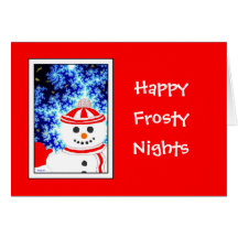 FROSTYS kort för hälsning för NATTsnögubbedesign