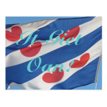 Fryslan flagga & text det Giet Oan! Vykort