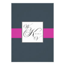 Fuchsia Monograms för kol som gifta sig inbjudning