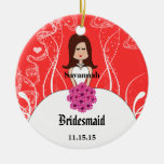 Fuchsia prydnad för brudtärna för brunettbröllopka julgranskulor