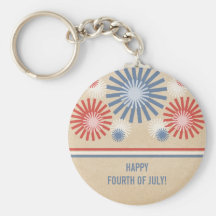 Funky 4th av Juli fyrverkerier & randar Keychain Nyckel Ring
