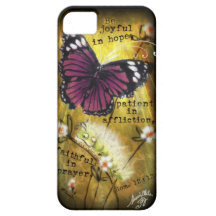 Fuschia fjäril & Caterpillar "JO" iphone case iPhone 5 Skydd