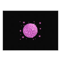 FUSHIA-Disko-boll-på-svart-bakgrund Individuella Inbjudningskort