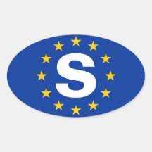 FYRA Europeiska unionflagga för sverige "S" Ovala Klistermärken