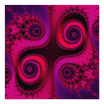 Fyra röda Fractalspiraler -, purpurfärgat, fuchsia Foto