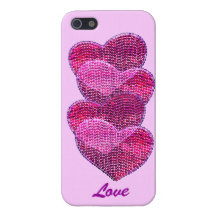 fyra rosa sequined hjärtor - kärlek