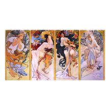 Fyra säsonger Alfons Mucha Anpassade Foto Kort