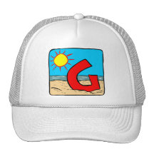G för brev för strandbröllopidéer trucker keps
