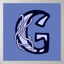 G för monogram för Celtic fnurrabrev initialt Posters