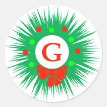 G-Monogram (modern julkran) Rund Klistermärke