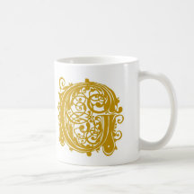G Monogram Wedding Gold Mugs Cups and Steins