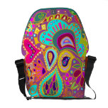Galna Paisley lilor, orangen, gult, aqua HÄNGER LÖ Messenger Bag