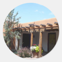 Gammal Adobe nya Santa Fe - mexico Runda Klistermärken