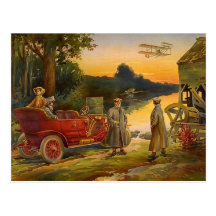 Gammal Biplane och turnera bilvintageplats Vykort
