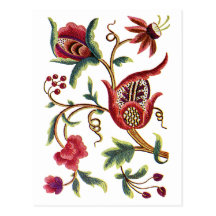 Gammal engelsk Jacobean broderi Vykort