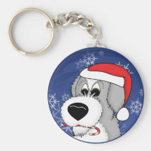 Gammal engelsk Sheepdog Keychain för candy cane Nyckel Ring